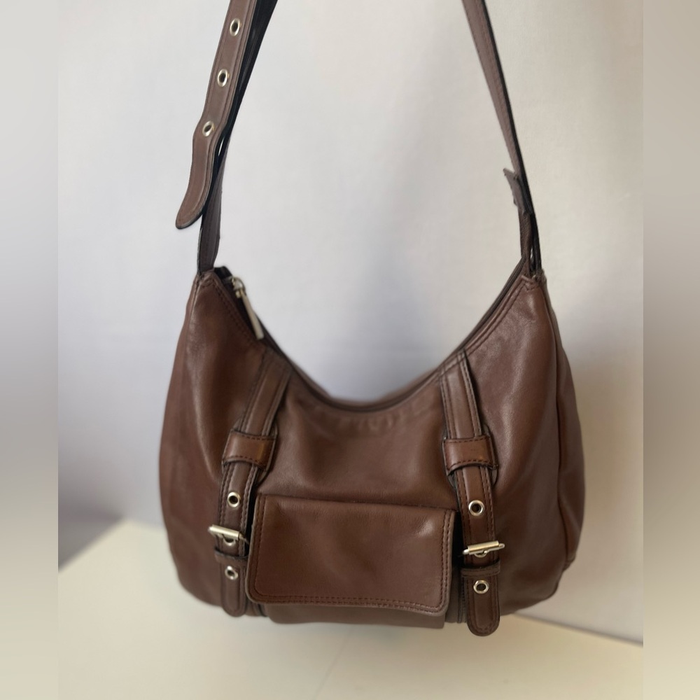 Stone Mountain Soft Brown Leather Y2K Shoulder Hobo Bag